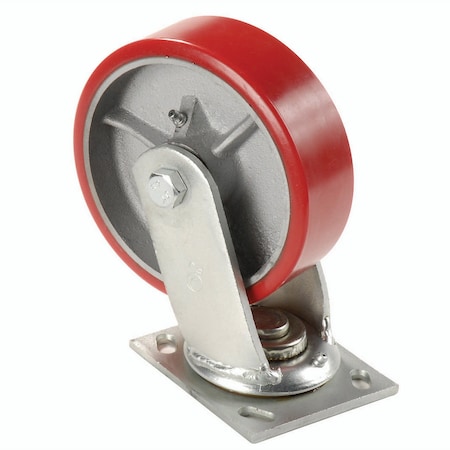 Global Industrial 6 Polyurethane Wheel, Heavy Duty Swivel Plate Caster, 800 lb. Capacity 601120